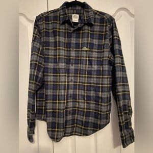 Lacoste Navy and yellow flannel plaid Shirt